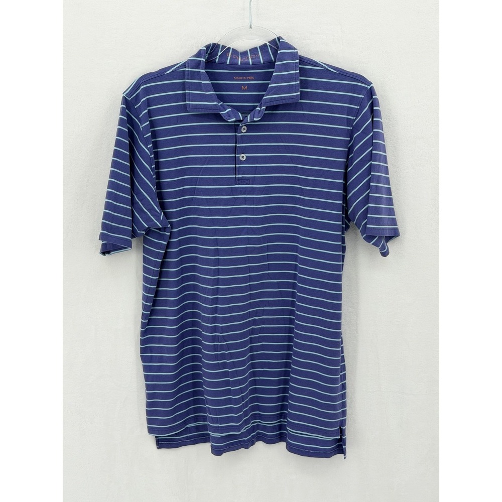 B Draddy Shirt Mens Medium Purple Striped Polo Pima Cotton Stretch Golf Casual‎